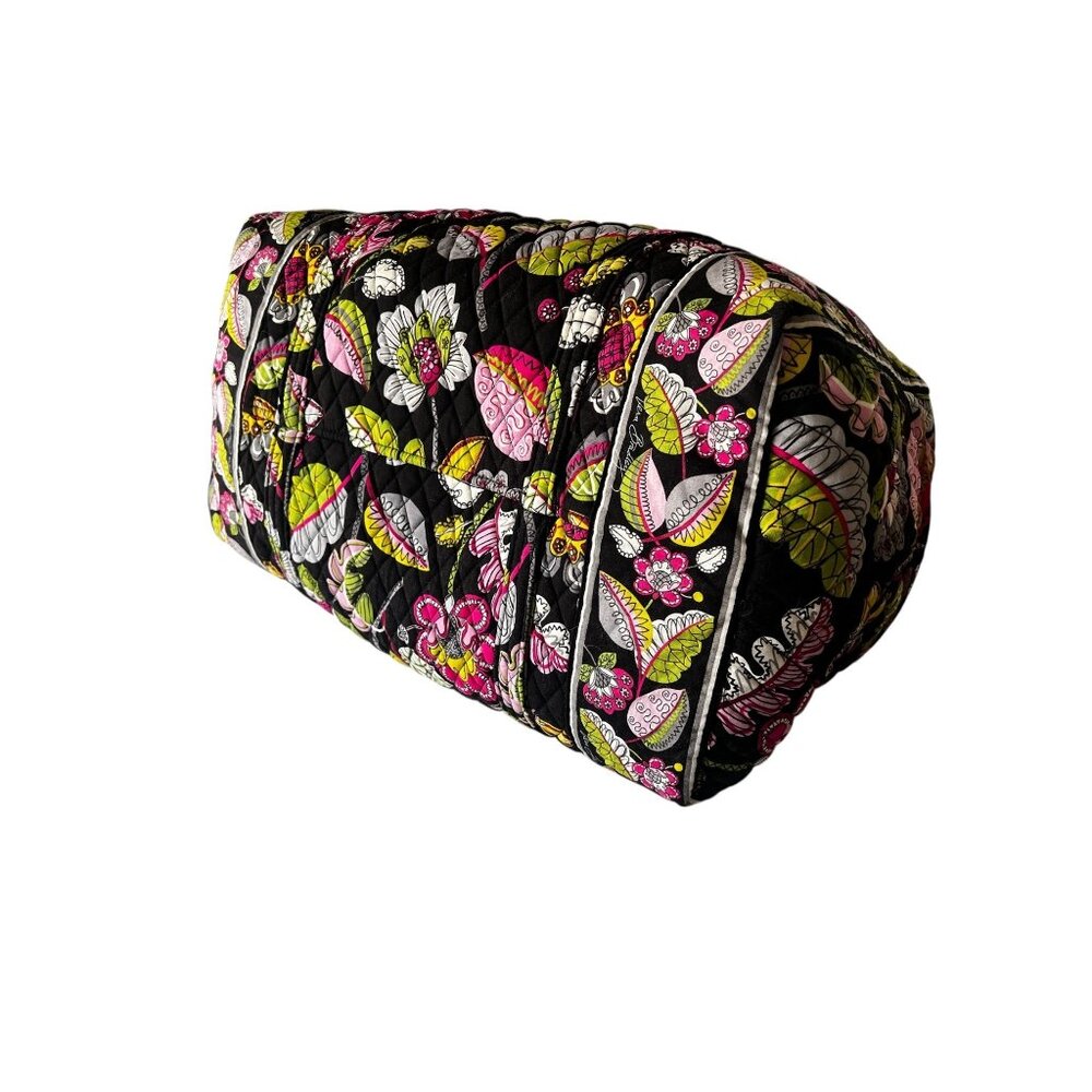 Vera Bradley Quilted Travel Tote Bag 20" Moon Blooms VGUC Black Pink Green White - Picture 15 of 16